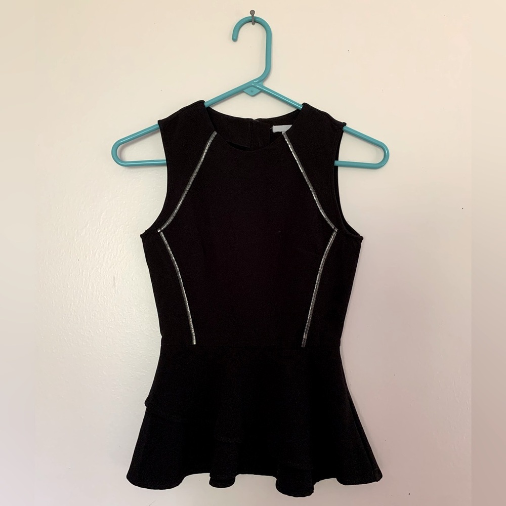 H&M Black Peplum Top with Silver Detail